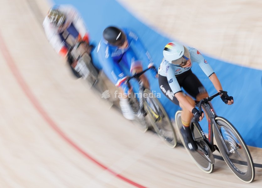 Belgian Shari Bossuyt pictured during the Women’s Points Race event at the UCI Track Cycling World Championships in Shanghai, China on Sunday 18 October 2026. The worlds are taking place from 14 to 18 October 2026