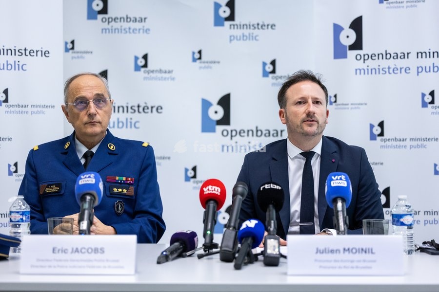 a press conference of the Federal Prosecutor and the federal police, regarding the fatal shooting of a police officer, on Sunday 18 October 2026 in Brussels. 41-year-old police officer Nordine El Talbi was shot and killed during a police intervention in the night from Monday to Tuesday in Jette,…