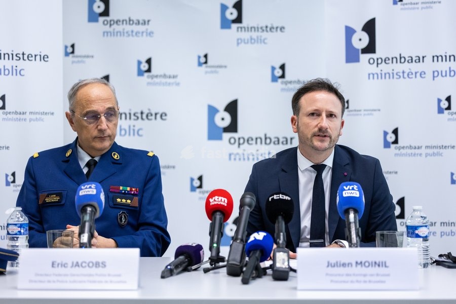 a press conference of the Federal Prosecutor and the federal police, regarding the fatal shooting of a police officer, on Sunday 18 October 2026 in Brussels. 41-year-old police officer Nordine El Talbi was shot and killed during a police intervention in the night from Monday to Tuesday in Jette,…
