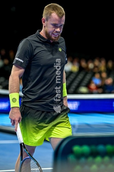 Remy Bertola of Switzerland is pictured during the European Open ATP tennis tournament in Brussels, on Saturday 18 October. This year's edition of the tournament is taking place from 17 to 25 October