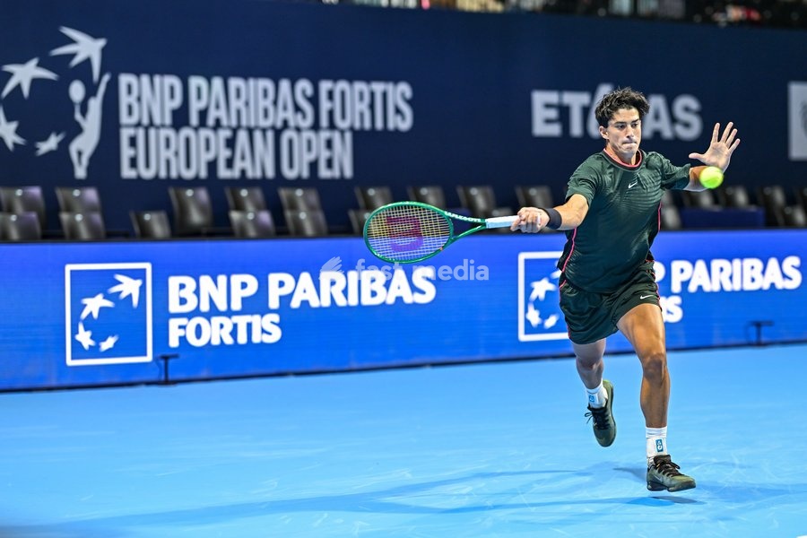Federico Cina of Italy is pictured in action during the European Open ATP tennis tournament in Brussels, on Saturday 18 October. This year's edition of the tournament is taking place from 17 to 25 October