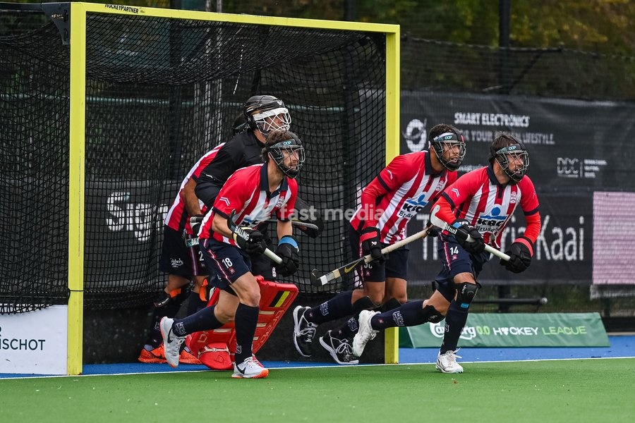 Leopold's players pictured during a hockey game between Braxgata and Leopold, Sunday 18 October 2026 in Boom, on day 6 of the Belgian first division hockey championship