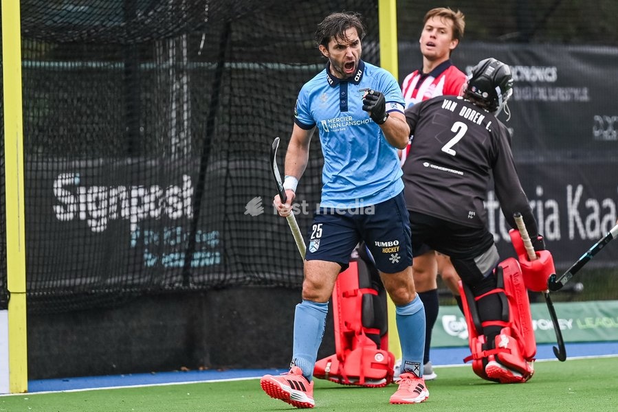Braxgata's Loick Luypaert celebrates during a hockey game between Braxgata and Leopold, Sunday 18 October 2026 in Boom, on day 6 of the Belgian first division hockey championship