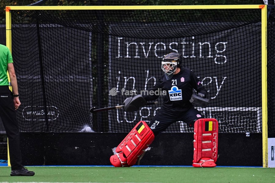Leopold's goalkeeper Vincent Vanasch pictured during a hockey game between Braxgata and Leopold, Sunday 18 October 2026 in Boom, on day 6 of the Belgian first division hockey championship