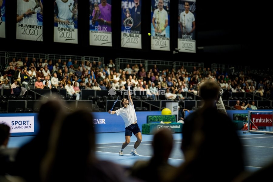 Clement Chidekh of France pictured in action during the European Open ATP tennis tournament in Brussels, on Sunday 18 October. This year's edition of the tournament is taking place from 17 to 25 October