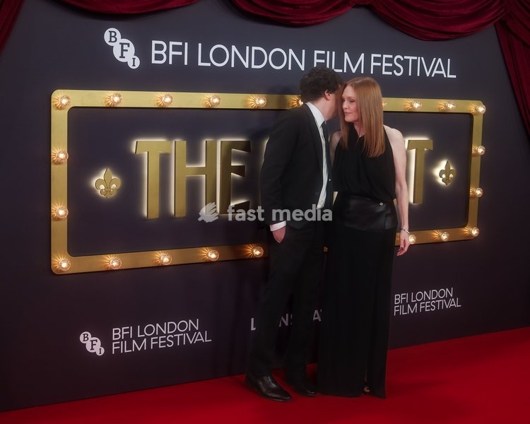 Jesse Eisenberg, Julianne Moore attends the red carpet for Closing Night Gala Of The Debut screening during the London Film Festival 2026 on Sunday 18 October 2026 at Royal Festival Hall, London