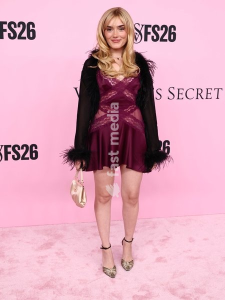 Meg Donnelly at Victoria's Secret Fashion Show 2026 Pink Carpet held at Sony Pictures Studios on October 18, 2026 in Culver City, Los Angeles, California, United States
