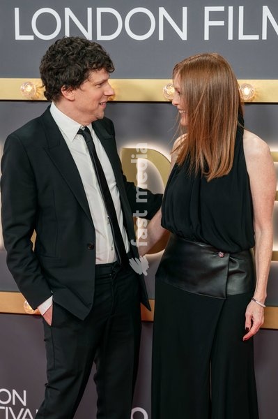 Jesse Eisenberg and Julianne Moore at "The Debut" Closing Night Gala during the BFI London Film Festival held at The Royal Festival Hall on October 18, 2026 in London, England