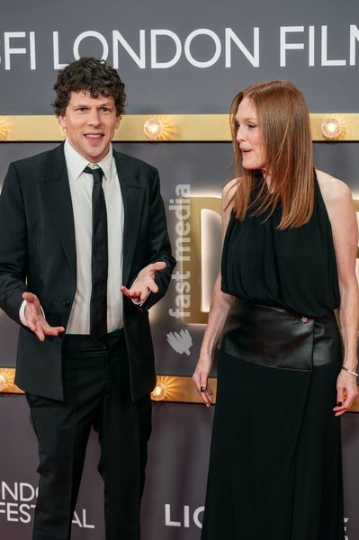 Jesse Eisenberg and Julianne Moore at "The Debut" Closing Night Gala during the BFI London Film Festival held at The Royal Festival Hall on October 18, 2026 in London, England