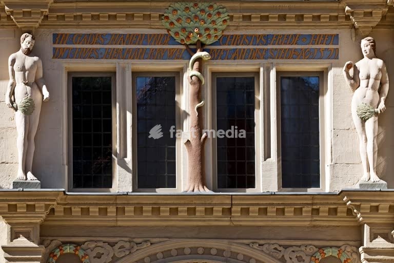 Hexenbuergermeisterhaus, ehemaliges Buergerhaus, Museum, Weserrenaissance, Detail, Lemgo, Ostwestfalen-Lippe, Nordrhein-Westfalen, Deutschland, Europa