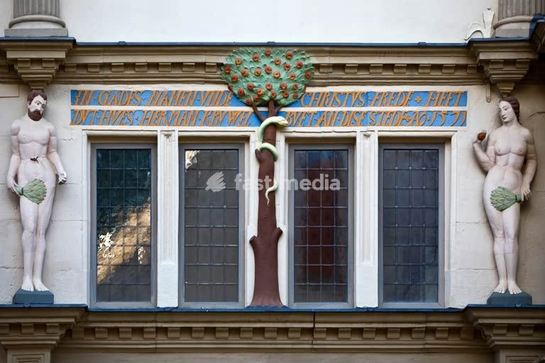 Hexenbuergermeisterhaus, ehemaliges Buergerhaus, Museum, Weserrenaissance, Detail, Lemgo, Ostwestfalen-Lippe, Nordrhein-Westfalen, Deutschland, Europa