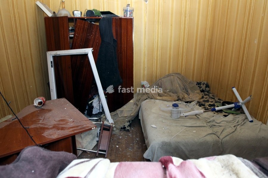 Furniture in a room is broken by the shock wave from a Russian bombardment in Dnipro, Ukraine, October 19, 2026. On Monday morning, Russian forces launched guided aerial bombs at the eastern city, damaging private homes and infrastructure. An 84-year-old woman was hospitalised in moderate condition