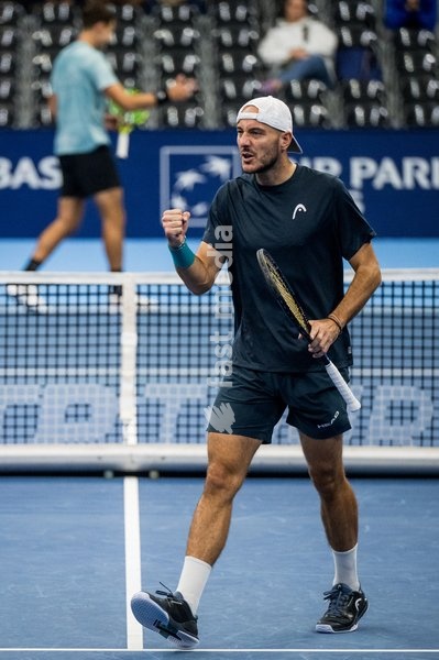 Constantin Frantzen of Germany pictured in action during the European Open ATP tennis tournament in Brussels, on Monday 19 October. This year's edition of the tournament is taking place from 17 to 25 October