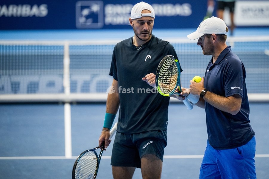 Constantin Frantzen of Germany and Robert Galloway of the United States pictured during the European Open ATP tennis tournament in Brussels, on Monday 19 October. This year's edition of the tournament is taking place from 17 to 25 October