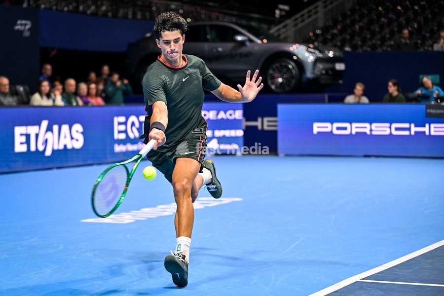 Federico Cina of Italy pictured in action during the European Open ATP tennis tournament in Brussels, on 19 October. This year's edition of the tournament is taking place from 17 to 25 October