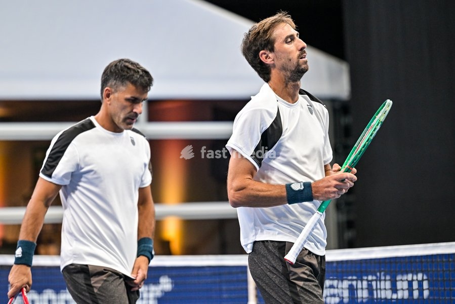 Maximo Gonzalez of Argentina, Andres Molteni of Argentina pictured during the European Open ATP tennis tournament in Brussels, on 19 October. This year's edition of the tournament is taking place from 17 to 25 October