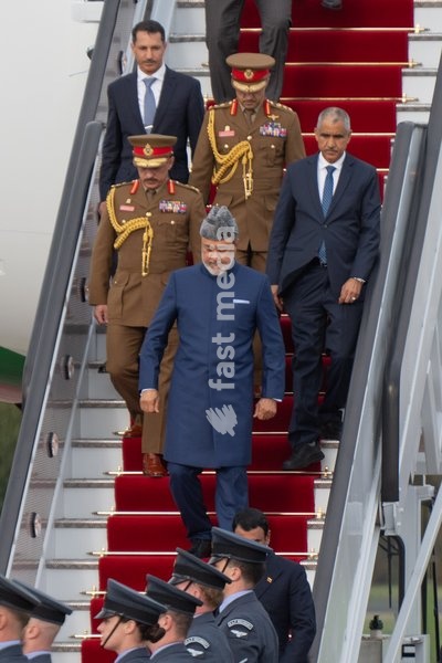 18.10.2026, Stansted Airport, Essex, UK - The Sultan of Oman, Haitham bin Tariq Al Said, arrives in Stansted Airport before travelling up to Windsor Castle for a State Visit to the UK, where he will be hosted by King Charles