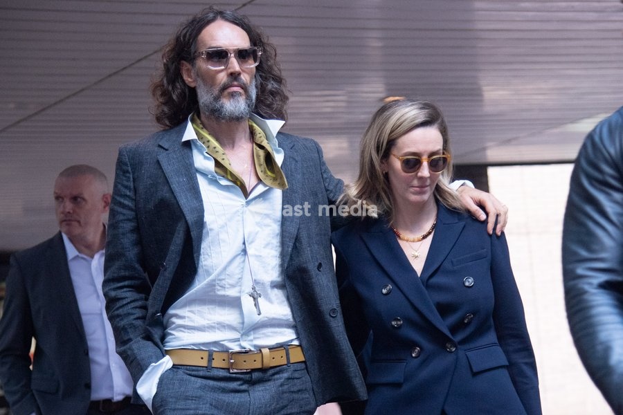 Russell Brand and wife Laura Brand departs Southwark Crown Court in London, England, UK on Monday 19 October, 2026. The actor and comedian is facing seven charges in the trial - three counts of rape, three charges of sexual assault and one of indecent assault