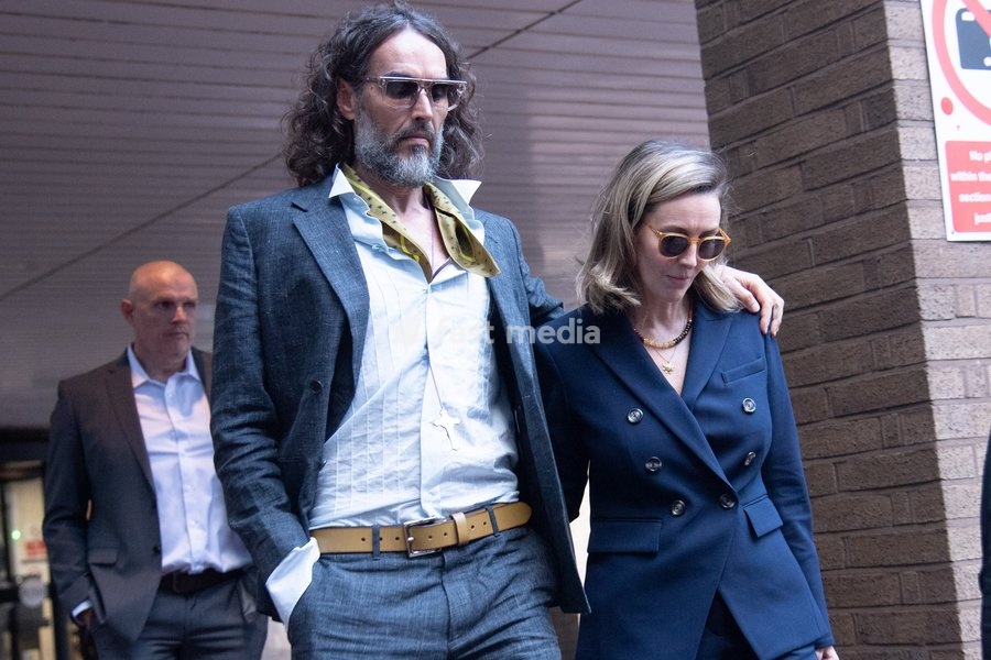 Russell Brand and wife Laura Brand departs Southwark Crown Court in London, England, UK on Monday 19 October, 2026. The actor and comedian is facing seven charges in the trial - three counts of rape, three charges of sexual assault and one of indecent assault