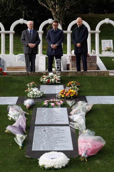 19/10/2026. Aberfan, United Kingdom. Prime Minister Andy Burnham and Welsh Secretary Stephen Kinnock visit to Aberfan to commemorate the 60th anniversary of the Aberfan disaster