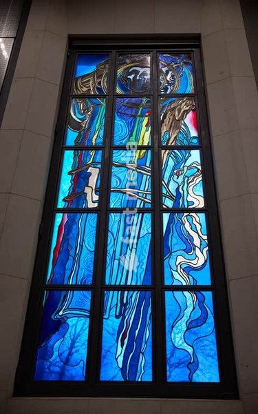 Saint Stanislas, Stained glass window by Stanislaw Wyspianski, at the Wyspianski pavillon of Krakow
