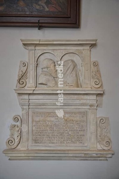 Marble Bust of a Polish Aristocrate Couple inside the Cloister of the Church of the Trinity in Krakow