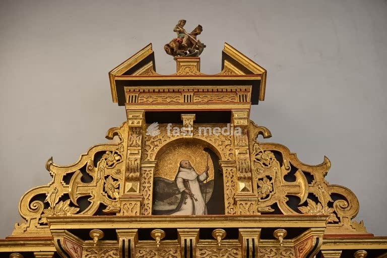 Top of a funerary monument inside the cloister of the Church of the Trinity in Krakow