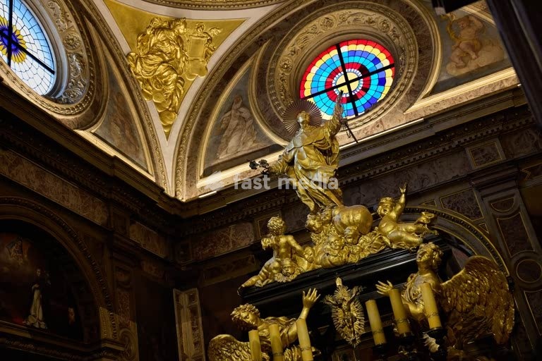 Sculpture group inside a side altar at the Church of the Trinity, Krakow