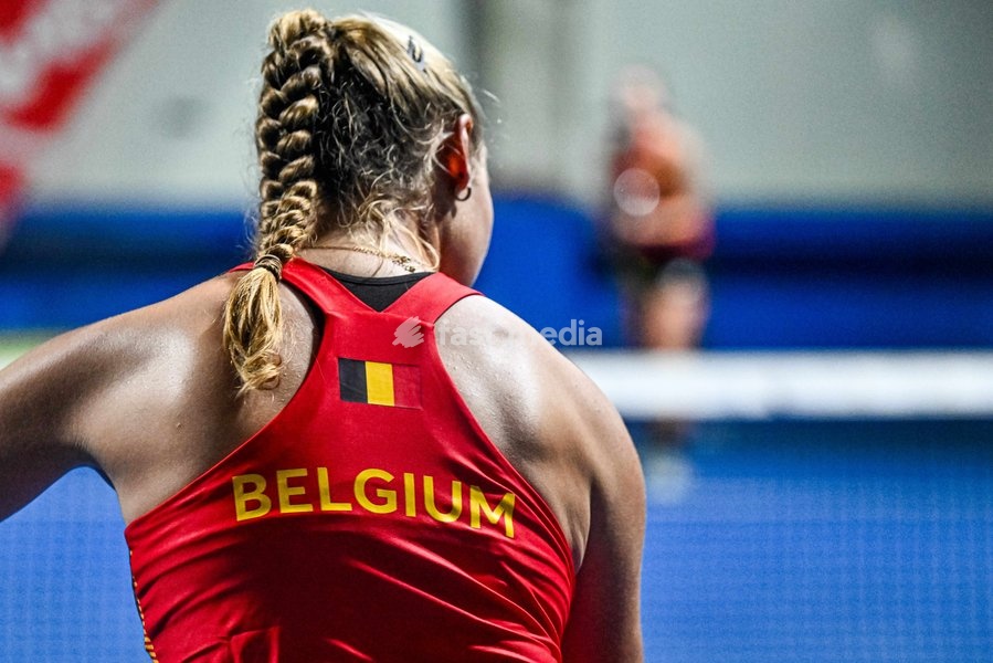 Belgium Women's Padel team illustration pictured during a open training after a press moment of the Belgian women's padel team, qualified for the Padel World Championship, Monday 19 October 2026 in Mechelen. The FIP World Cup will take place from November 2 to 7 in Doha, Qatar