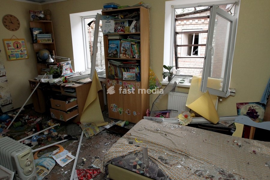 A room in a private house shows damage caused by a Russian bombardment in Dnipro, Ukraine, October 19, 2026. On Monday morning, Russian forces launched guided aerial bombs at the eastern city, damaging private homes and infrastructure. An 84-year-old woman was hospitalised in moderate condition