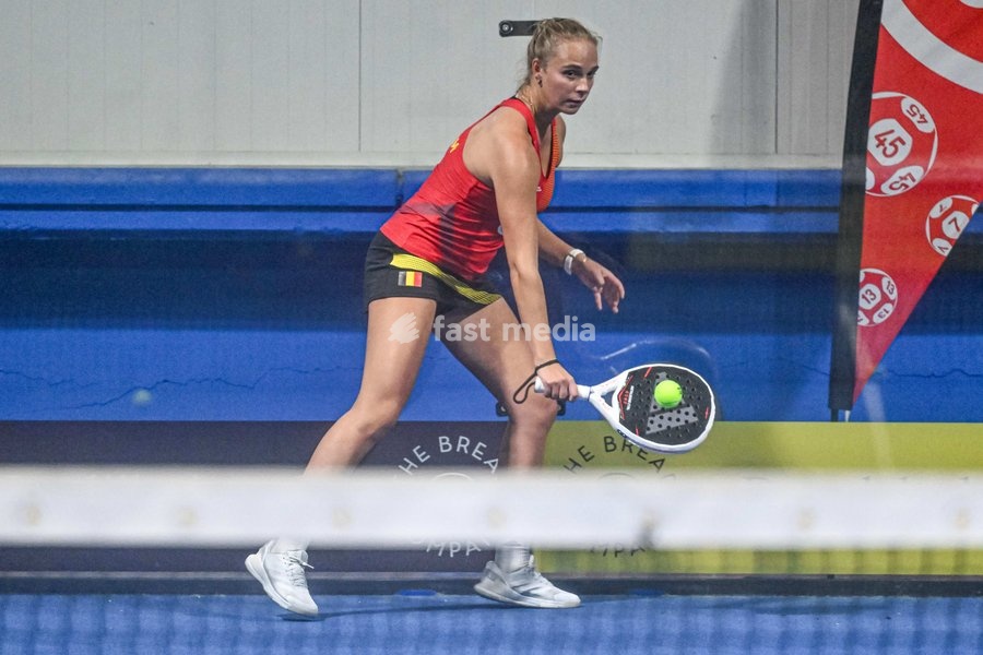 Noemi Sermant pictured during a press moment of the Belgian women's padel team, qualified for the Padel World Championship, Monday 19 October 2026 in Mechelen. The FIP World Cup will take place from November 2 to 7 in Doha, Qatar
