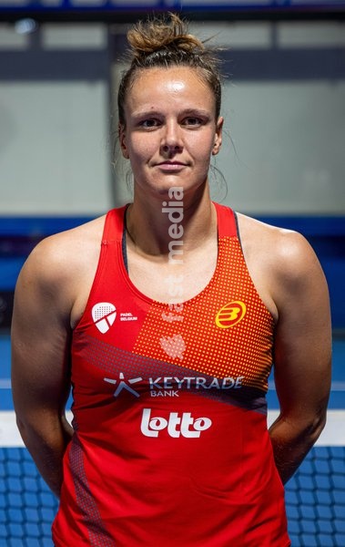 Justine Pysson pictured during a press moment of the Belgian women's padel team, qualified for the Padel World Championship, Monday 19 October 2026 in Mechelen. The FIP World Cup will take place from November 2 to 7 in Doha, Qatar