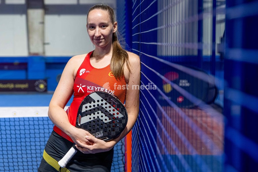 Rune Vierendeels pictured during a press moment of the Belgian women's padel team, qualified for the Padel World Championship, Monday 19 October 2026 in Mechelen. The FIP World Cup will take place from November 2 to 7 in Doha, Qatar