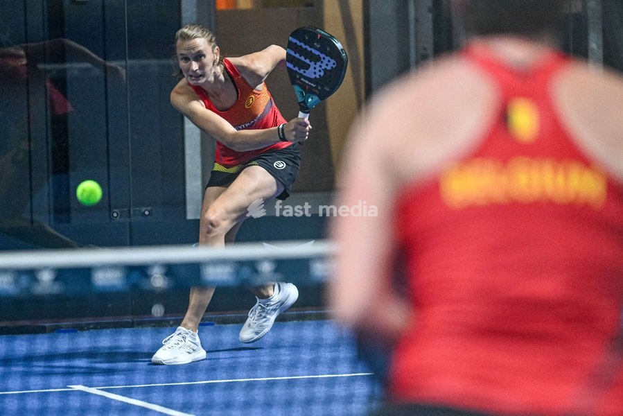 Elyne Boeykens pictured during a press moment of the Belgian women's padel team, qualified for the Padel World Championship, Monday 19 October 2026 in Mechelen. The FIP World Cup will take place from November 2 to 7 in Doha, Qatar