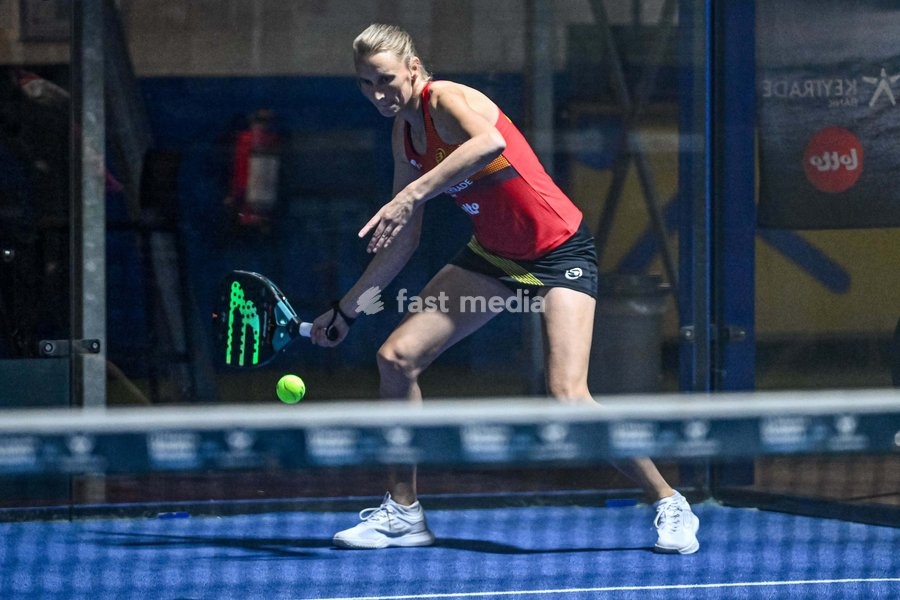 Elyne Boeykens pictured during a press moment of the Belgian women's padel team, qualified for the Padel World Championship, Monday 19 October 2026 in Mechelen. The FIP World Cup will take place from November 2 to 7 in Doha, Qatar