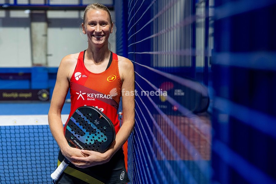 Elyne Boeykens pictured during a press moment of the Belgian women's padel team, qualified for the Padel World Championship, Monday 19 October 2026 in Mechelen. The FIP World Cup will take place from November 2 to 7 in Doha, Qatar