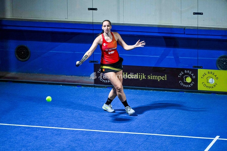 Rune Vierendeels pictured during a press moment of the Belgian women's padel team, qualified for the Padel World Championship, Monday 19 October 2026 in Mechelen. The FIP World Cup will take place from November 2 to 7 in Doha, Qatar
