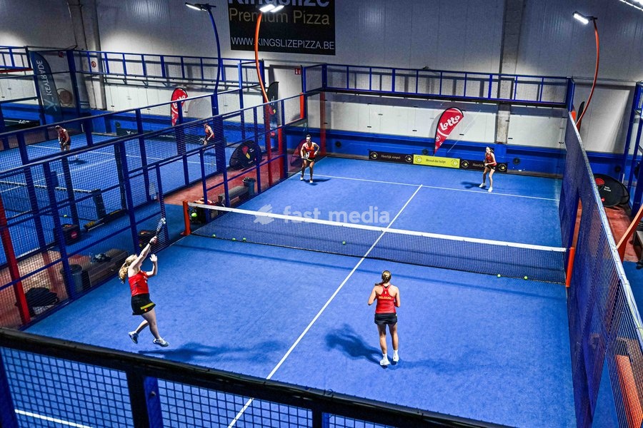 Belgium Women's Padel team illustration pictured during a open training after a press moment of the Belgian women's padel team, qualified for the Padel World Championship, Monday 19 October 2026 in Mechelen. The FIP World Cup will take place from November 2 to 7 in Doha, Qatar