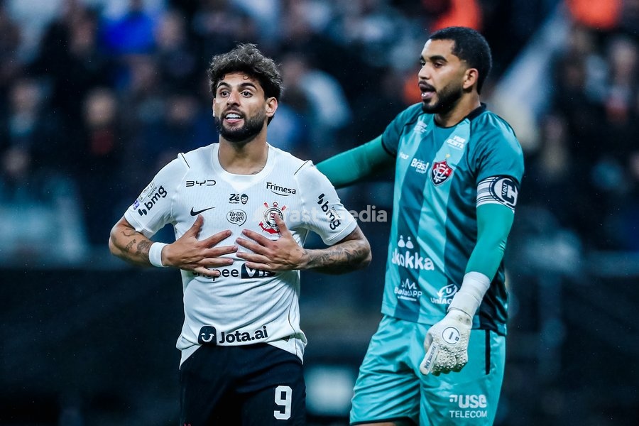 SÃO PAULO (SP), BRAZIL – OCTOBER 19: Corinthians player Yuri Alberto during a match between Corinthians and Vitória as part of the 2026 Brazilian Championship, at the Neo Química Arena stadium in São Paulo (SP), Brazil, this Monday, October 19, 2026