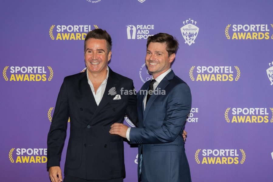 Michel Disdier and guest attend Sportel Awards Ceremony on October 19, 2026 in Monte-Carlo, Monaco