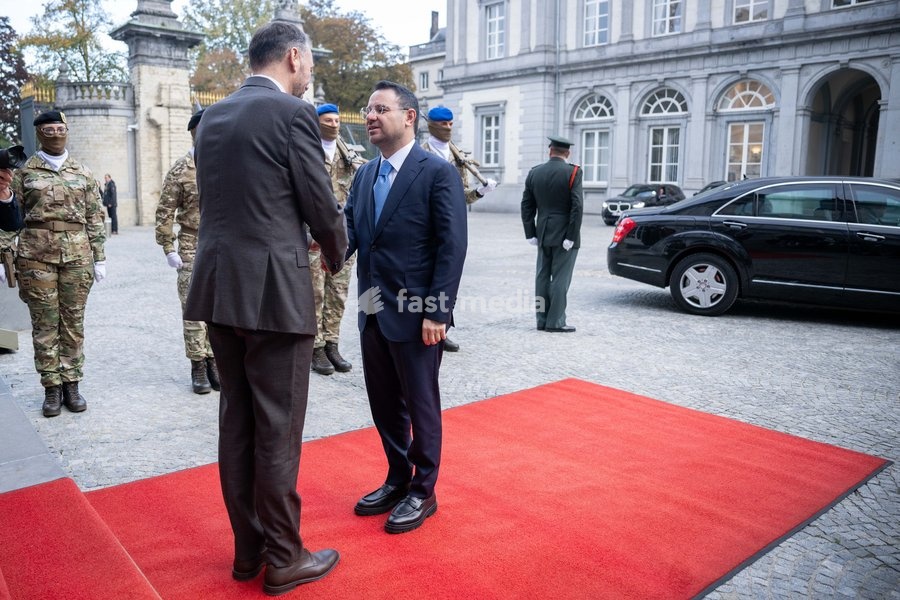 Vice-prime minister and Minister of Foreign Affairs Maxime Prevot (L) and Turkey's Interior Minister Mustafa Ciftci are pictured at a meeting of several Federal Minister's with a Turkish delegation, Tuesday 20 October 2026, in Brussels