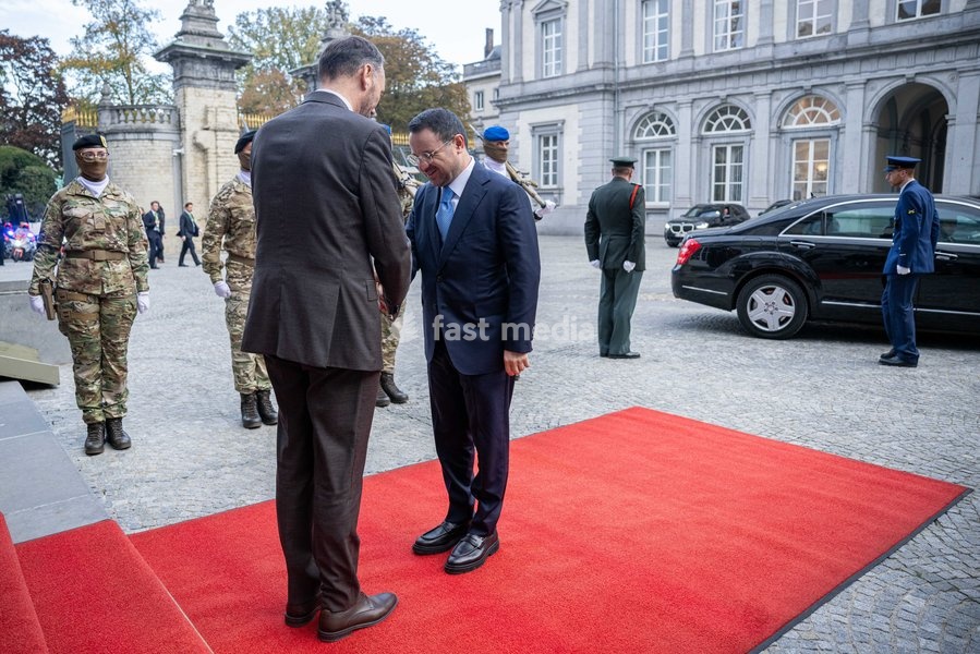 Vice-prime minister and Minister of Foreign Affairs Maxime Prevot (L) and Turkey's Interior Minister Mustafa Ciftci are pictured at a meeting of several Federal Minister's with a Turkish delegation, Tuesday 20 October 2026, in Brussels