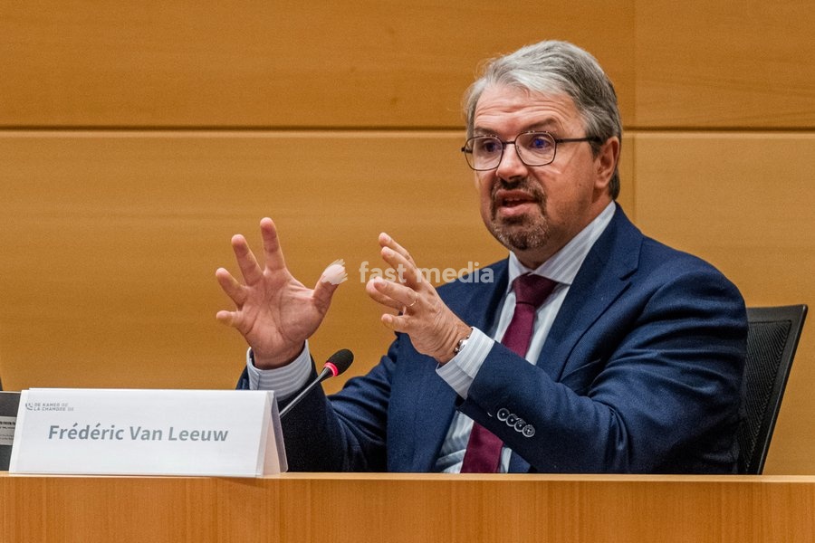 Belgian federal prosecutor Frederic Van Leeuw pictured during a session of the chamber commission for Justice, on Tuesday 20 October 2026, at the federal parliament in Brussels. The commission will discuss the recent shootings in Brussels
