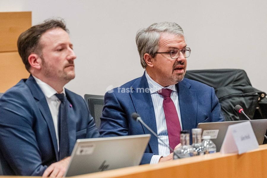 Belgian federal prosecutor Frederic Van Leeuw pictured during a session of the chamber commission for Justice, on Tuesday 20 October 2026, at the federal parliament in Brussels. The commission will discuss the recent shootings in Brussels