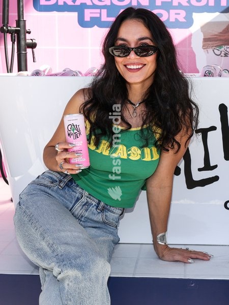 CENTURY CITY, LOS ANGELES, CALIFORNIA, USA - OCTOBER 18: Vanessa Hudgens attends Benson Boone's splash with a bathtub takeover celebrating Caliwater's New Dragon Fruit Flavor held at Westfield Century City on October 18, 2026 in Century City, Los Angeles, California, United States