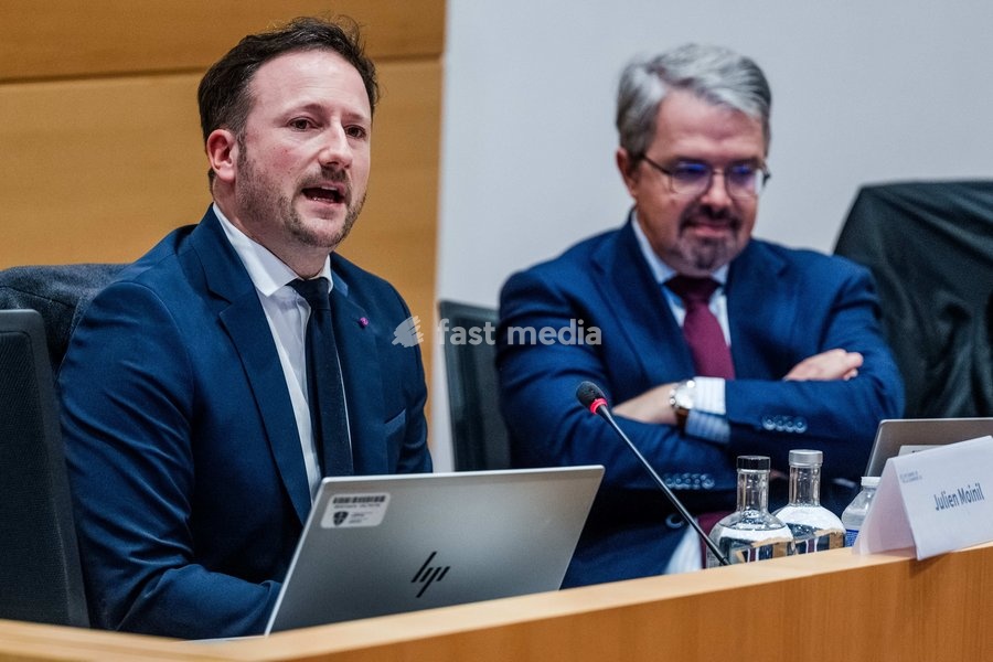 Brussels' King's Prosecutor Julien Moinil pictured during a session of the chamber commission for Justice, on Tuesday 20 October 2026, at the federal parliament in Brussels. The commission will discuss the recent shootings in Brussels