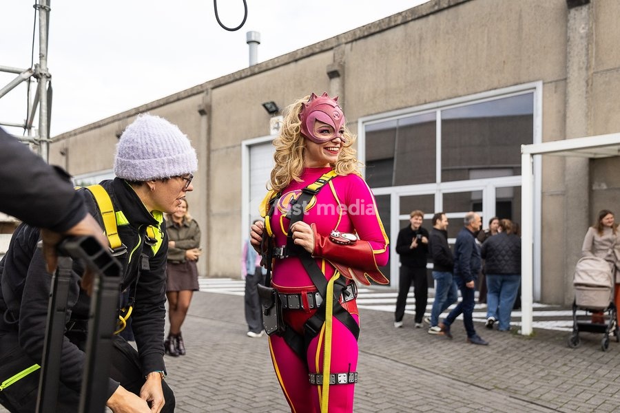 Actress Lotte Stevens (Mega Mindy) pictured during a press moment of Studio 100, Tuesday 20 October 2026 in Schelle to announce the details of the new show 'Superhelden' of K3. Former K3 member Klaasje Meijer (31) will replace Hanne Verbruggen (32) on the “Superheroes” theater tour in Belgium and…
