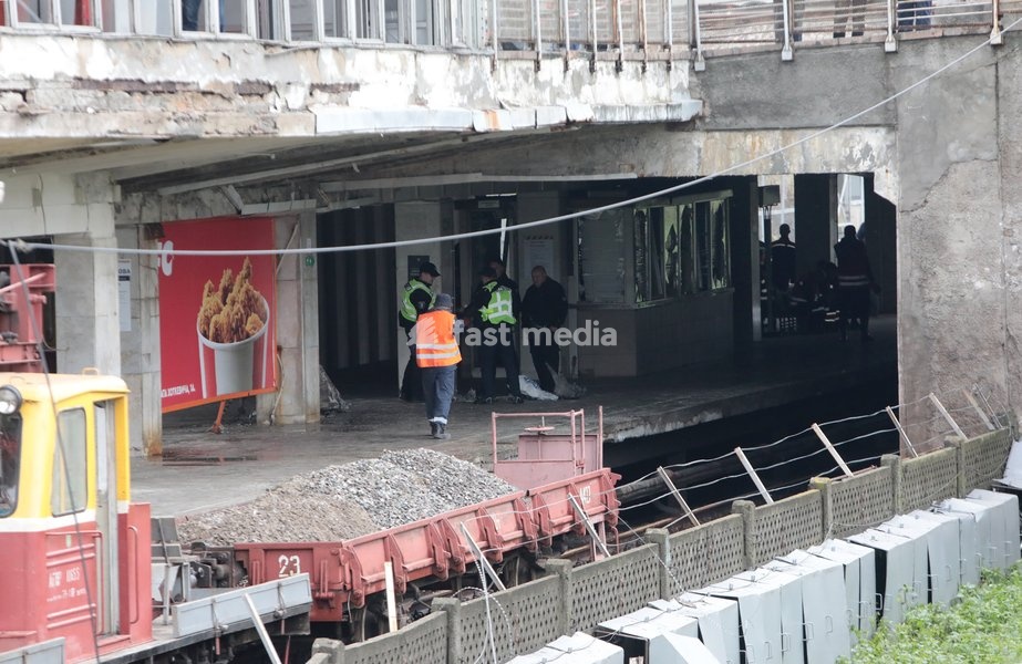 National Police officers and Kyiv Metro workers participate in a response effort at the Chernihivska metro station damaged by a Russian strike, Kyiv, Ukraine, October 19, 2026. During the night and morning, Russia launched a massive strike on the capital with ballistic missiles, cruise missiles,…