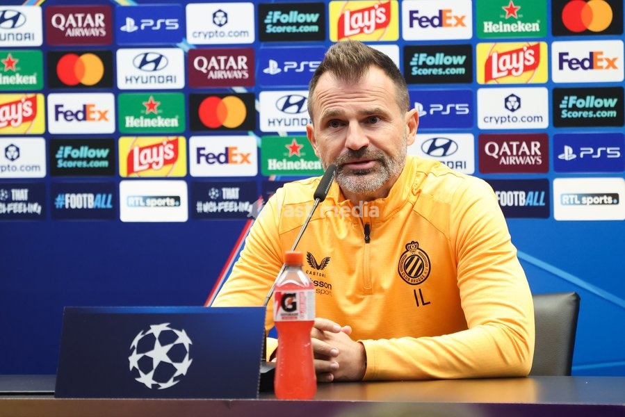 Club's head coach Ivan Leko is pictured during a press conference of Belgian soccer team Club Brugge KV, Tuesday 20 October 2026 in Knokke-Heist. Club is preparing for the third game in the UEFA Champions League league phase against French team Racing Club de Lens tomorrow