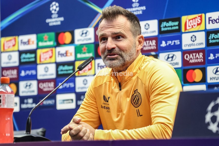 Club's head coach Ivan Leko is pictured during a press conference of Belgian soccer team Club Brugge KV, Tuesday 20 October 2026 in Knokke-Heist. Club is preparing for the third game in the UEFA Champions League league phase against French team Racing Club de Lens tomorrow